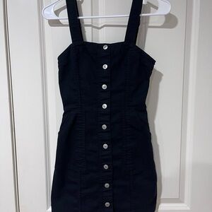H&M Black Mini Dress with Button Detail